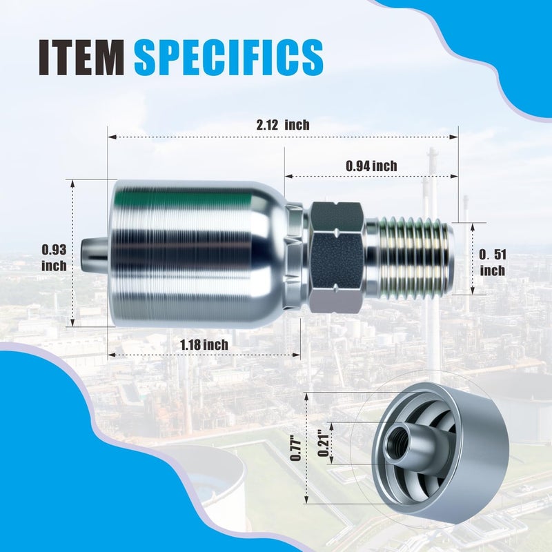 AKM 12 PCS Hydraulic Hose Fittings,1/4" Hose x 1/4" NPTF Male Pipe Hydraulic Hose Crimp Fitting Ends - Image 5
